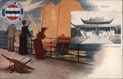 On Board S. S. Siberia, Pacific Mail Steamship Co., A Temple at Shanghai Postcard