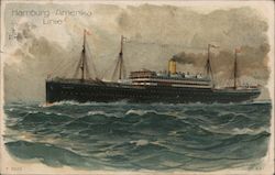 Hamburg-America Line: On board the steamer Steamers Postcard Postcard Postcard