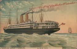 "Amerika" (Hapag) v Hamburg err. New York, Steamship at Sea Postcard