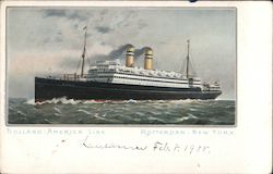 Holland-America Line, Rotterdam-New York, Steamship at Sea Postcard