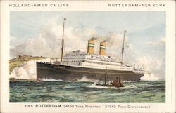 T.S.S. Rotterdam, 24150 Tons Register - 34740 Tons Displacement, Holland-America Line Postcard