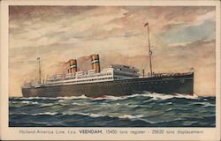 Holland-America Line t.s.s. VEENDAM - Ship on the water. Postcard