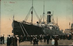 S.S. "Merion" Steamship at Dock Surrounded by People Postcard