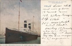 Ship U.S. Mail Twin-Screw Steamers "St. Louis" And Postcard