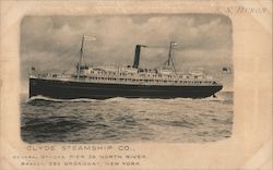 S. S. Huron, Clyde Steamship Co., At Sea Steamers Postcard Postcard Postcard