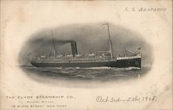 S. S. Arapahoe, The Clyde Steamship Co., General Offices 19 State Street, New York Postcard