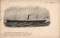 Clyde Steamship Co.'s S. S. Iroquois at Sea Steamers Postcard Postcard Postcard