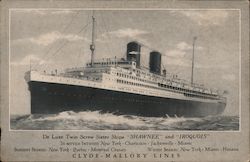 De Luxe Twin Screw Sister Ships "SHAWNEE" and "IROQUOIS" Cruise Ships Postcard Postcard Postcard