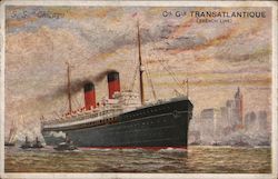 S.S. "Chicago", Cie Gle Transatlantique (French Line). Ship is shown in picturesque scene. Boats, Ships Postcard Postcard Postcard