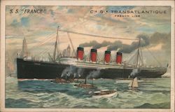 S. S. "France", Cie Gle Transatlantique French Line Ship at Sea Steamers Postcard Postcard Postcard