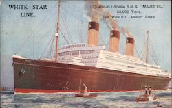 White Star Line - RMS Majestic Ocean Liner Postcard