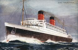 R.M.S MAURETANIA - SHIP SIDEVIEW Steamers Postcard Postcard Postcard