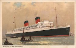 Cunard R.M.S. "Mauretania" - Ship is pictured, with much smaller boats dotted here and there Postcard