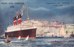 WHITE STAR-DOMINION LINE - TRIPLE-SCREW S.S. "REGINA" 16,500 TONS - SIDE VIEW OF SHIP Steamers Postcard Postcard Postcard