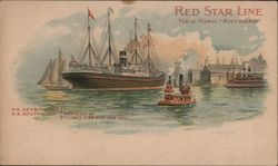 Red Star Line New York-Antwerp - Boats in a harbor Postcard Postcard Postcard