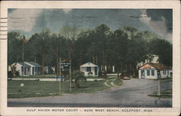 Gulf Haven Motor Court Gulfport MS Postcard