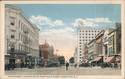 Tryon Street, Looking South from Trade Street Charlotte, NC Postcard Postcard Postcard