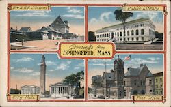 Greetings from Springfield, Mass. Massachusetts Postcard Postcard Postcard