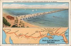 Lake Pontchartrain Bridge New Orleans, LA Postcard Postcard Postcard