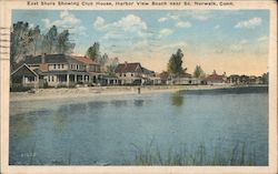 East Shore showing Club House - Harbor View Beach South Norwalk, CT Postcard Postcard Postcard