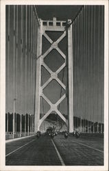 San Francisco-Oakland Bay Bridge Showing Suspension Cables and Towers on West Bay Crossing Postcard