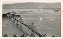 Airplane View of San Francisco-Oakland Bay Bridge Looking Toward Oakland California Postcard Postcard Postcard