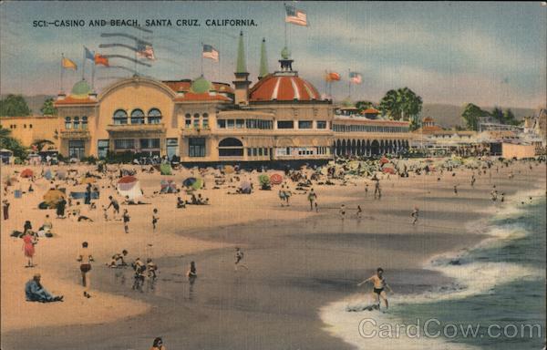 Casino and Beach Santa Cruz, CA Postcard