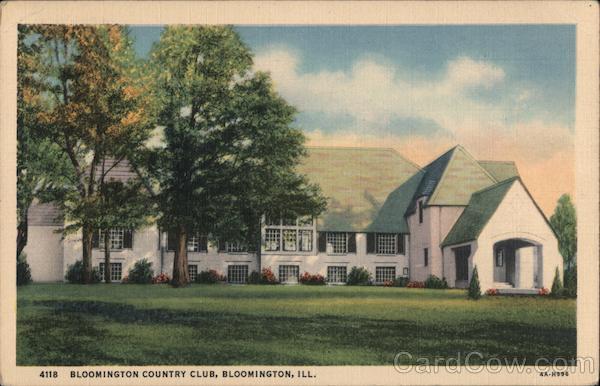 View of Country Club Bloomington, IL Postcard