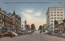 College Avenue, Looking North From University of Ga. Campus Postcard