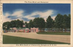 The Pines Motel and Restaurant Chatsworth, GA Postcard Postcard Postcard