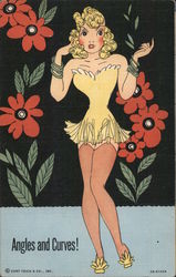 Angles and Curves - Girl in Lingerie Swimsuits & Pinup Postcard Postcard Postcard