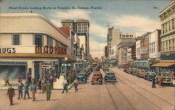 Street Scene Looking North on Franklin St. Postcard