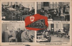 USO Lounges on the Pensylvania Railroad Trains, Railroad Postcard Postcard Postcard