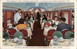 Colorful Dining Room on North Western's '400' Fleet Postcard