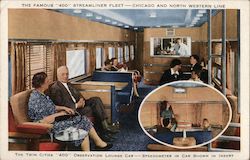 The Twin Cities "400" Observation Lounge Car Trains, Railroad Postcard Postcard Postcard