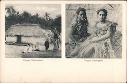 Tongan Native House, Tongan Nativegirls South Pacific Postcard Postcard Postcard