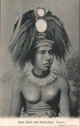 High Chief With Head-dress Samoa South Pacific Postcard Postcard Postcard