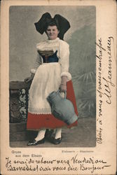 Portrait of an Alsatian woman in traditional costume France Postcard Postcard Postcard