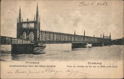 Strassburg Eisenbahnbrucke uber den Rhein bei Kehl Postcard