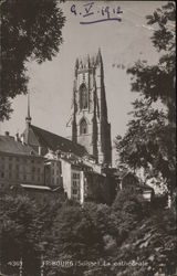 View of a Swiss cathedral Fribourg, Switzerland Postcard Postcard Postcard