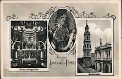 Interior and exterior photographs of the Pontifical Shrine of the Blessed Virgin of the Rosary of Pompei Italy Postcard Postcard Postcard