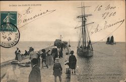 Sailboats launched from a French beach Postcard