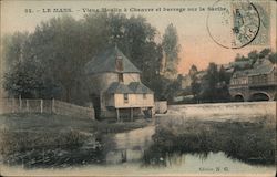 Old textile mill and dam in France Postcard