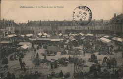 Chateaudun - La place le jour du Marche Châteaudun, France Postcard Postcard Postcard