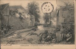 Illustration of a battle during the Franco-Prussian war Chateaudun, France Postcard Postcard Postcard