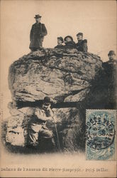 Men posing near an ancient ring of stones Bellac, France Postcard Postcard Postcard