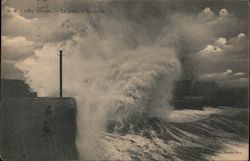 A Storm on the Pier Dieppe, France Postcard Postcard Postcard