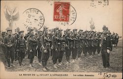 The review of the 14th of July at Longchamp. The soldiers of Annam. Postcard