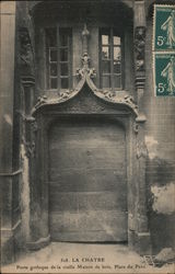 La Chatre, Porte gothique de la vieille Maison de bois, Place du Pave La Châtre, France Postcard Postcard Postcard