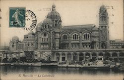 View of the Marseille Cathedral from across the water Postcard